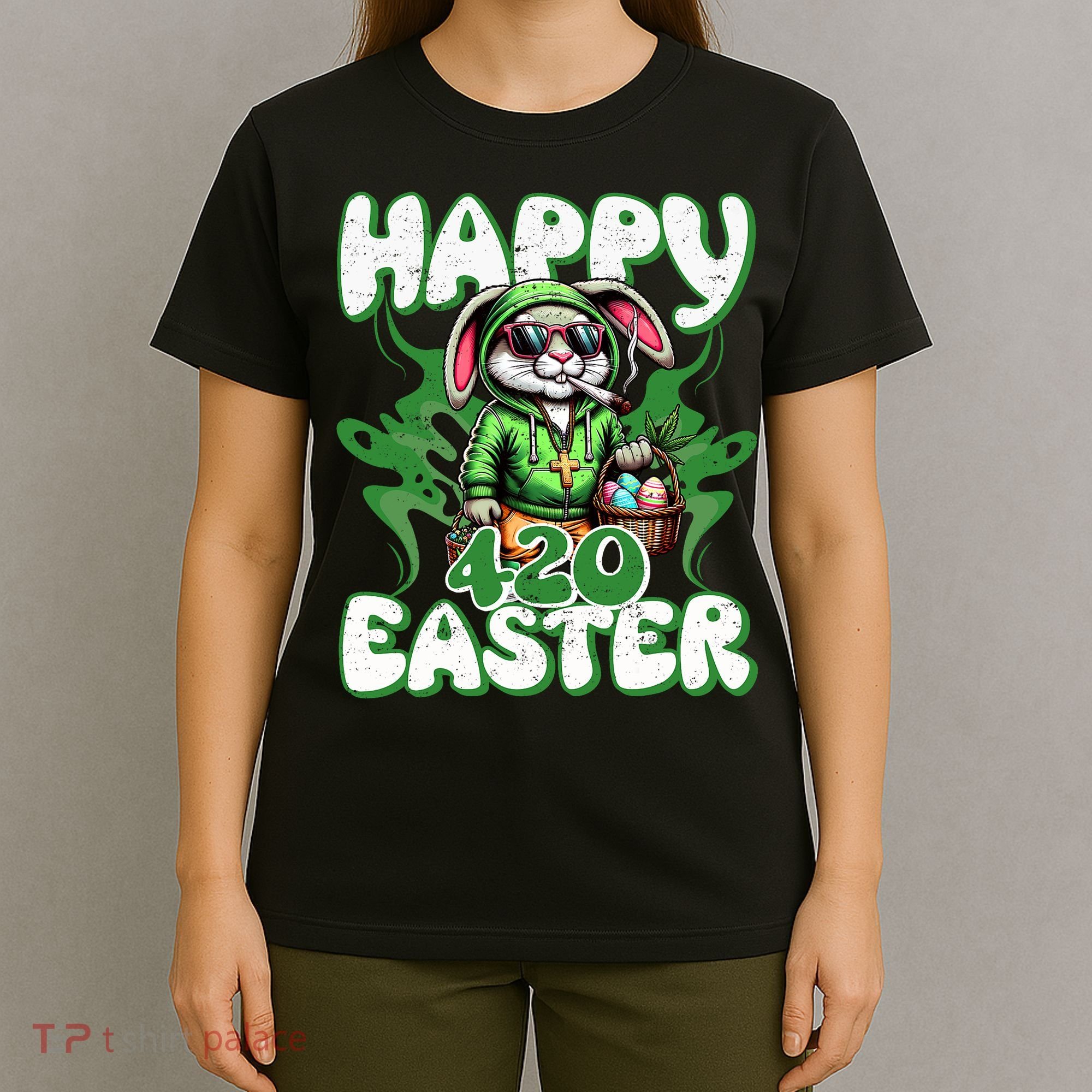 Happy 420 Easter Funny Smoking Easter Bunny T-Shirt