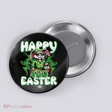 Happy 420 Easter Funny Smoking Easter Bunny Button