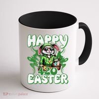 Happy 420 Easter Funny Smoking Easter Bunny Coffee Mug thumb 1