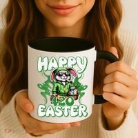 Happy 420 Easter Funny Smoking Easter Bunny Coffee Mug thumb 3