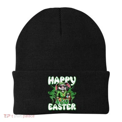 Happy 420 Easter Funny Smoking Easter Bunny Beanie