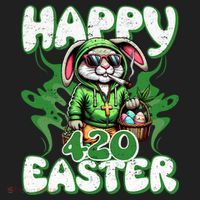 Happy 420 Easter Funny Smoking Easter Bunny Beanie thumb 2