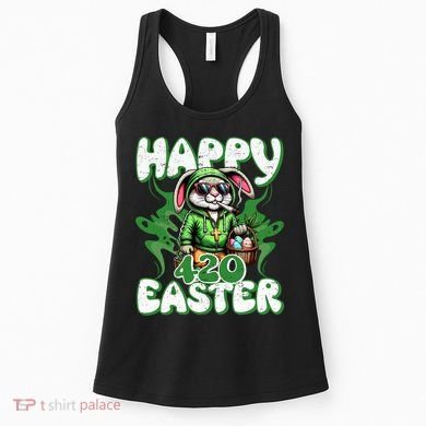 Happy 420 Easter Funny Smoking Easter Bunny Women's Tank Top