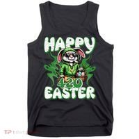 Happy 420 Easter Funny Smoking Easter Bunny Tank Top thumb 0