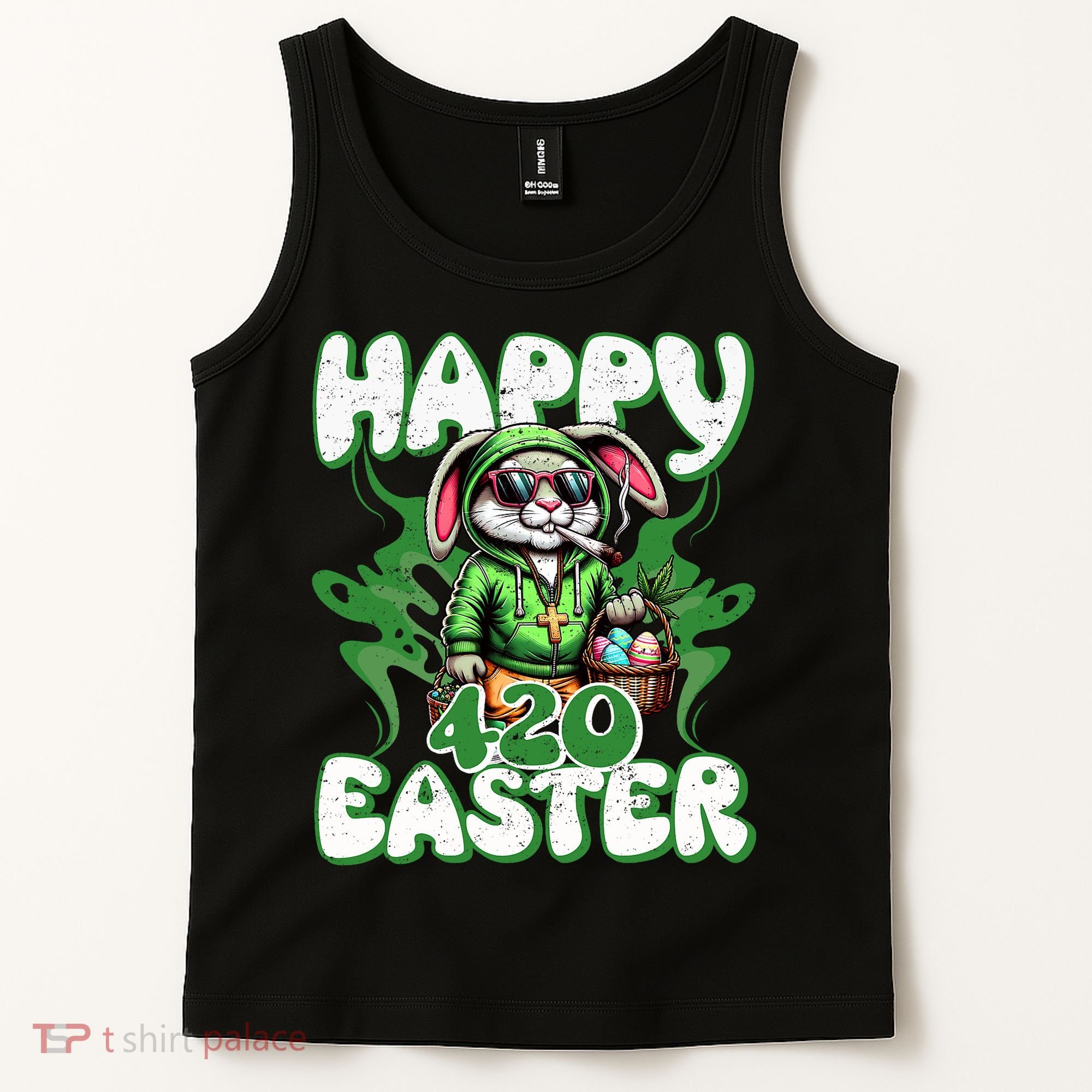 Happy 420 Easter Funny Smoking Easter Bunny Tank Top