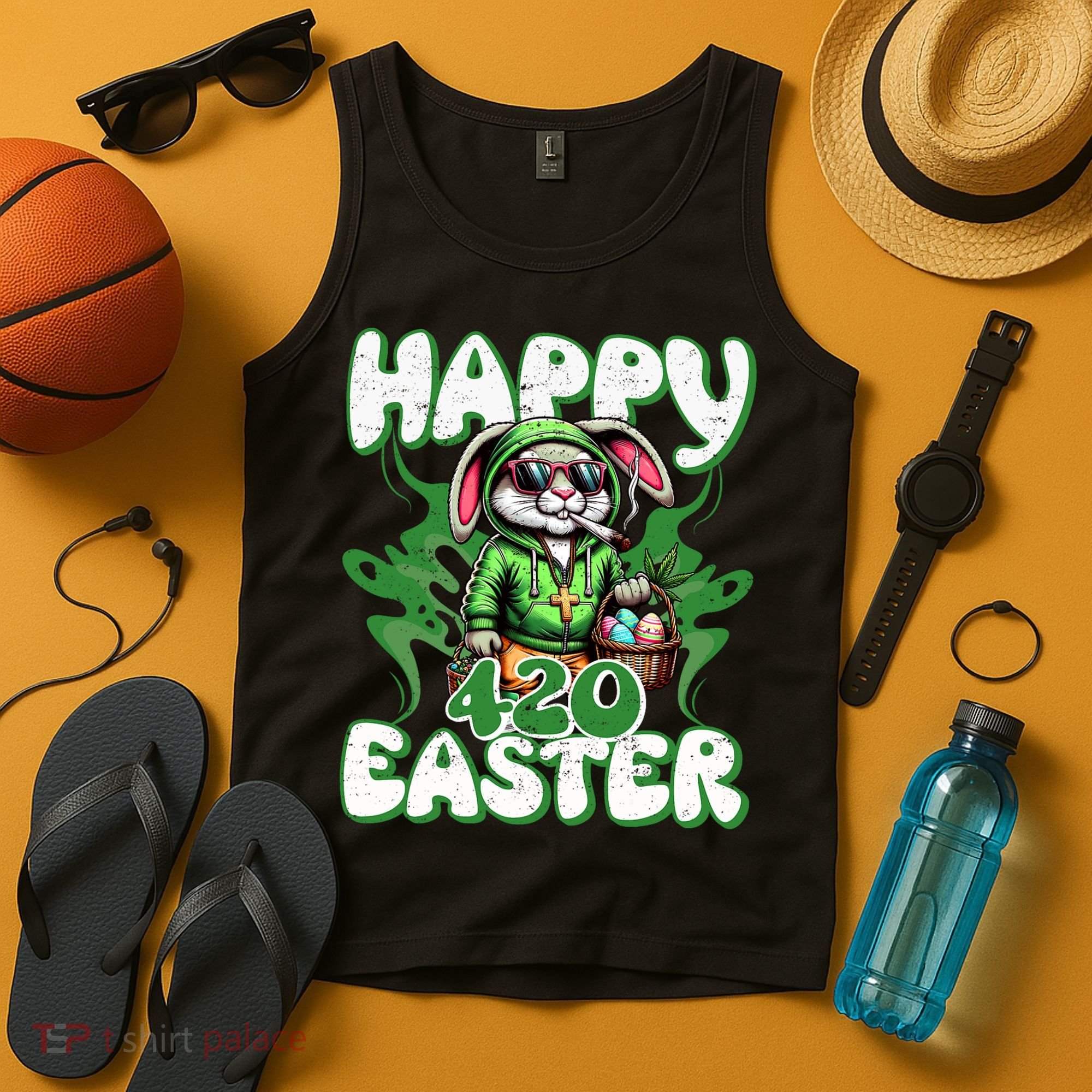 Happy 420 Easter Funny Smoking Easter Bunny Tank Top