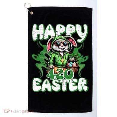 Happy 420 Easter Funny Smoking Easter Bunny Golf Towel