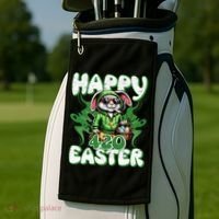 Happy 420 Easter Funny Smoking Easter Bunny Golf Towel thumb 2