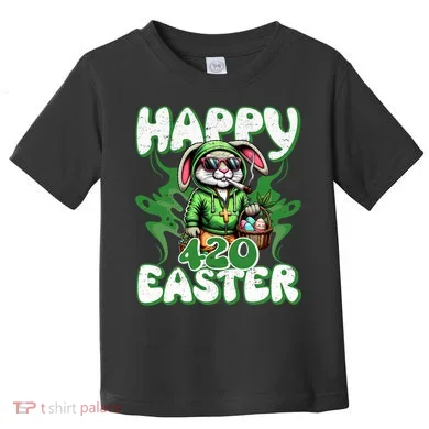 Happy 420 Easter Funny Smoking Easter Bunny Toddler T-Shirt