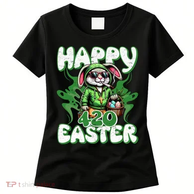 Happy 420 Easter Funny Smoking Easter Bunny Women's T-Shirt
