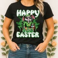Happy 420 Easter Funny Smoking Easter Bunny Women's T-Shirt thumb 2