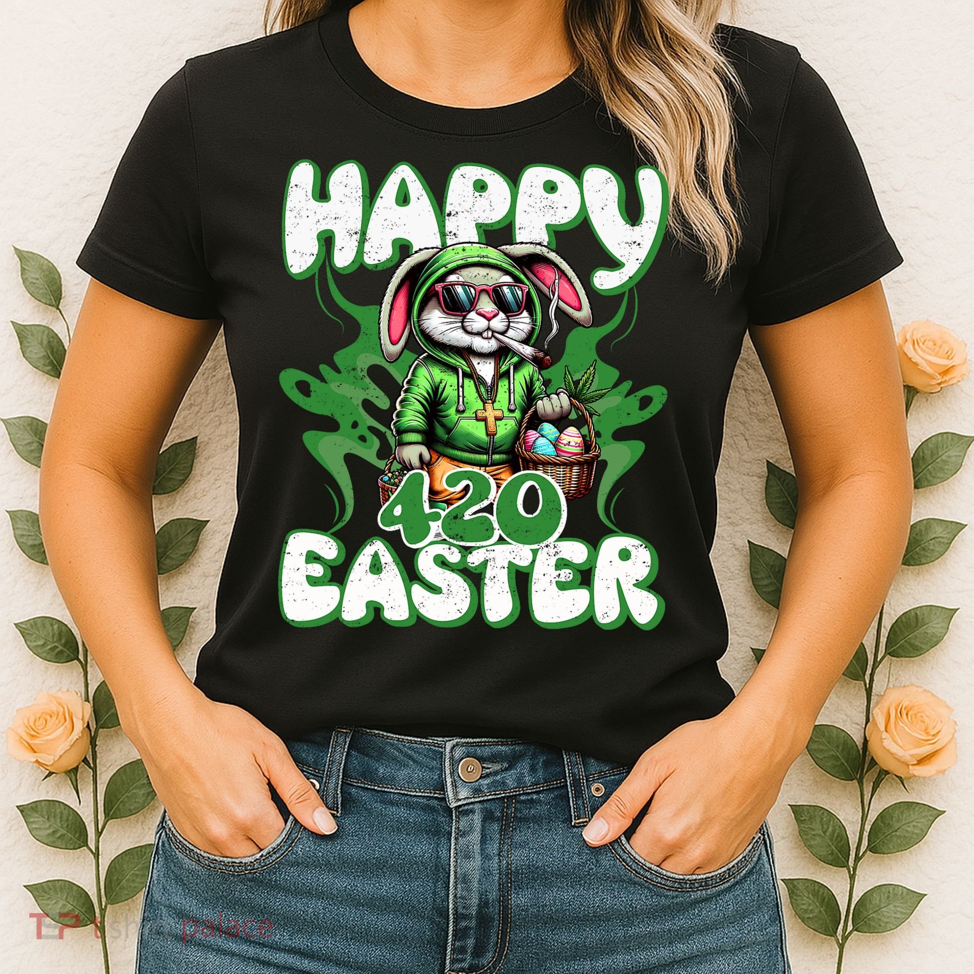 Happy 420 Easter Funny Smoking Easter Bunny Women's T-Shirt