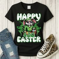 Happy 420 Easter Funny Smoking Easter Bunny Women's T-Shirt thumb 3