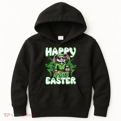 Happy 420 Easter Funny Smoking Easter Bunny Kids Hoodie