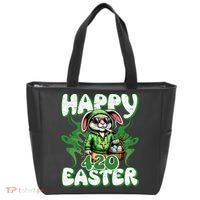Happy 420 Easter Funny Smoking Easter Bunny Tote Bag thumb 0