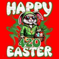 Happy 420 Easter Funny Smoking Easter Bunny Santa Hat thumb 1