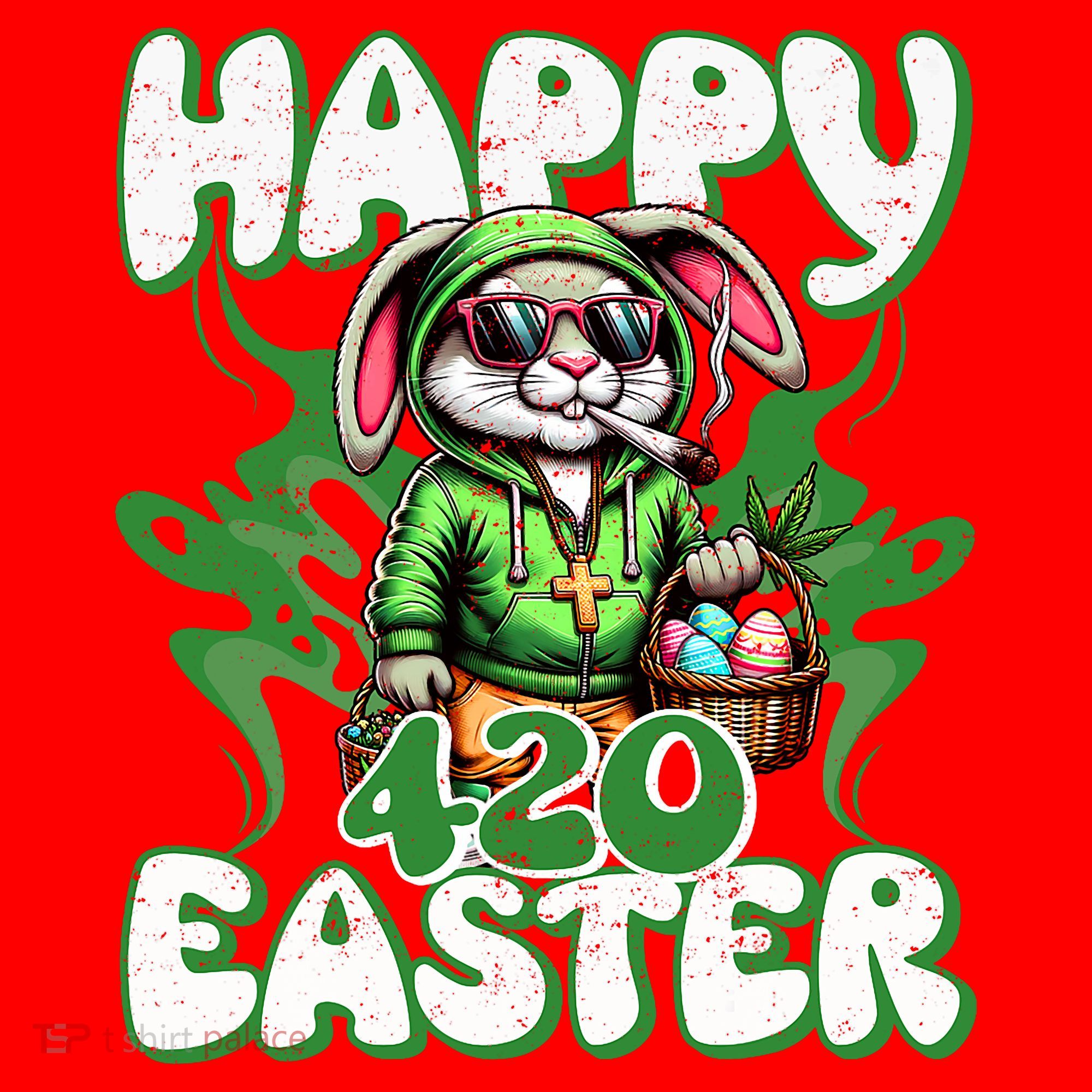 Happy 420 Easter Funny Smoking Easter Bunny Santa Hat