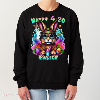 Happy 420 Easter Day Bunny Smoking Weed Marijuana Funny 420 Women's Sweatshirt