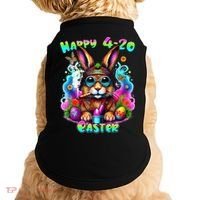 Happy 420 Easter Day Bunny Smoking Weed Marijuana Funny 420 Doggie Tank thumb 0
