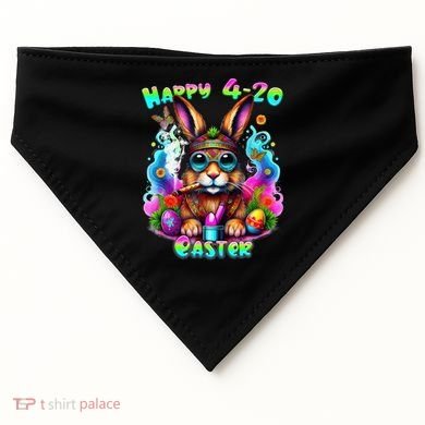 Happy 420 Easter Day Bunny Smoking Weed Marijuana Funny 420 USA-Made Doggie Bandana