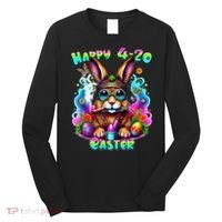 Happy 420 Easter Day Bunny Smoking Weed Marijuana Funny 420 Long Sleeve Shirt thumb 0
