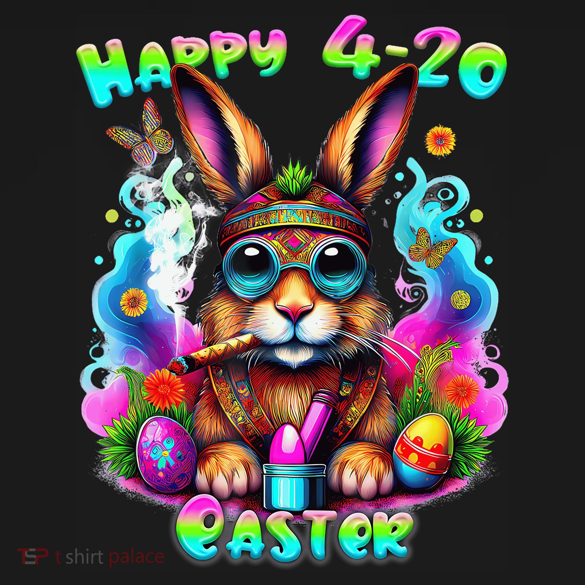 Happy 420 Easter Day Bunny Smoking Weed Marijuana Funny 420 Long Sleeve Shirt