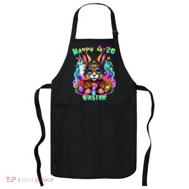 Happy 420 Easter Day Bunny Smoking Weed Marijuana Funny 420 Apron