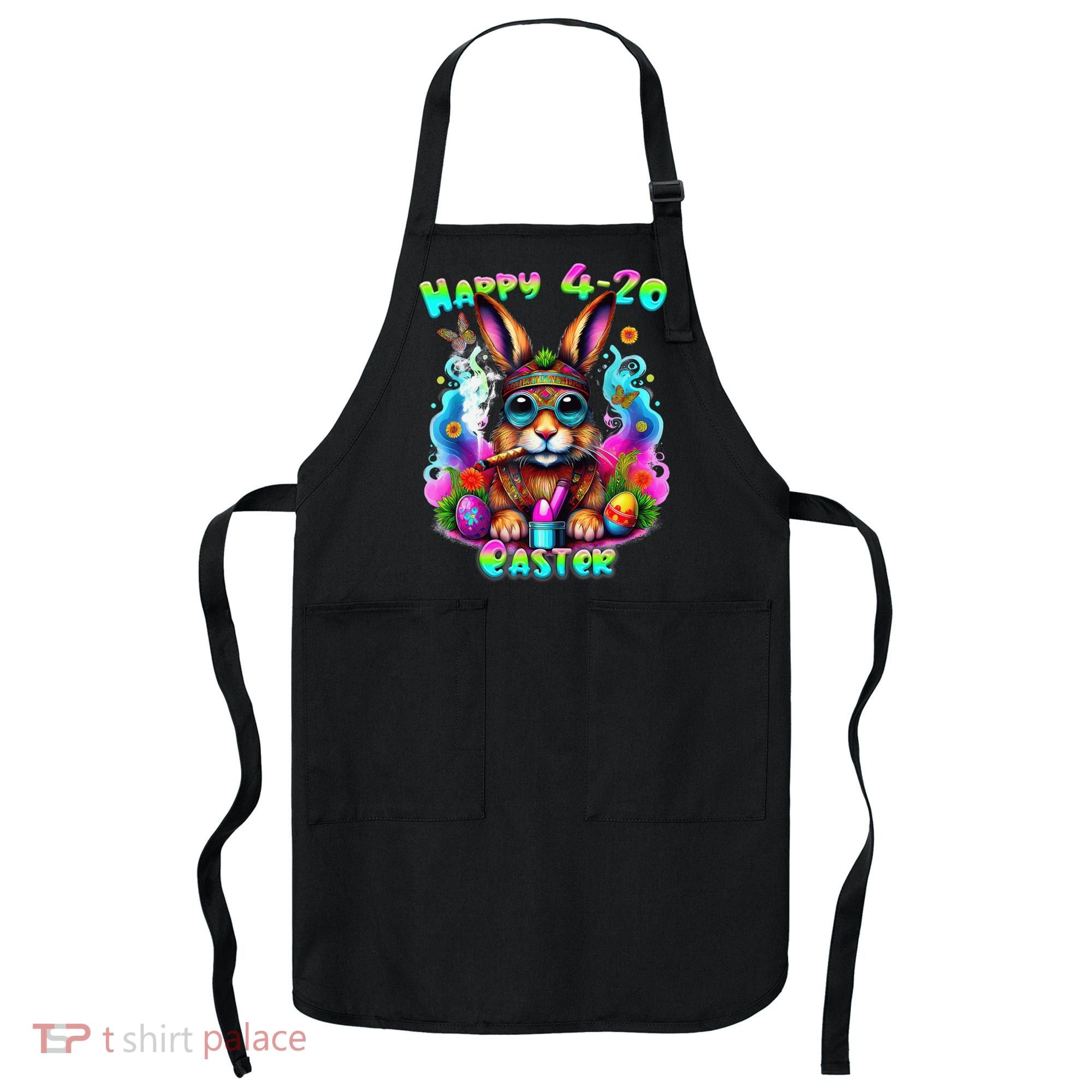Happy 420 Easter Day Bunny Smoking Weed Marijuana Funny 420 Apron