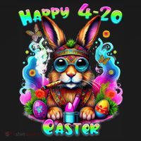 Happy 420 Easter Day Bunny Smoking Weed Marijuana Funny 420 Sweatshirt thumb 3