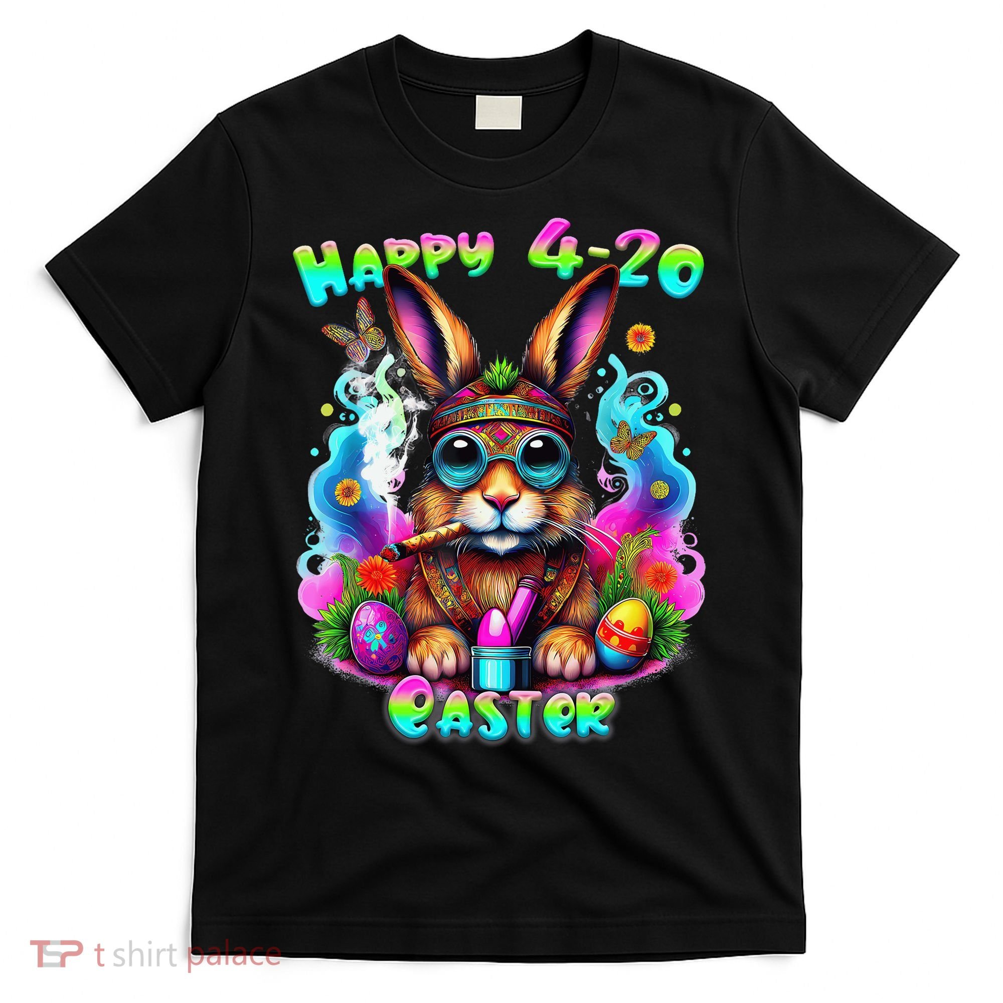 Happy 420 Easter Day Bunny Smoking Weed Marijuana Funny 420 T-Shirt