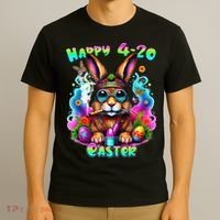 Happy 420 Easter Day Bunny Smoking Weed Marijuana Funny 420 T-Shirt thumb 3