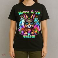 Happy 420 Easter Day Bunny Smoking Weed Marijuana Funny 420 T-Shirt thumb 4