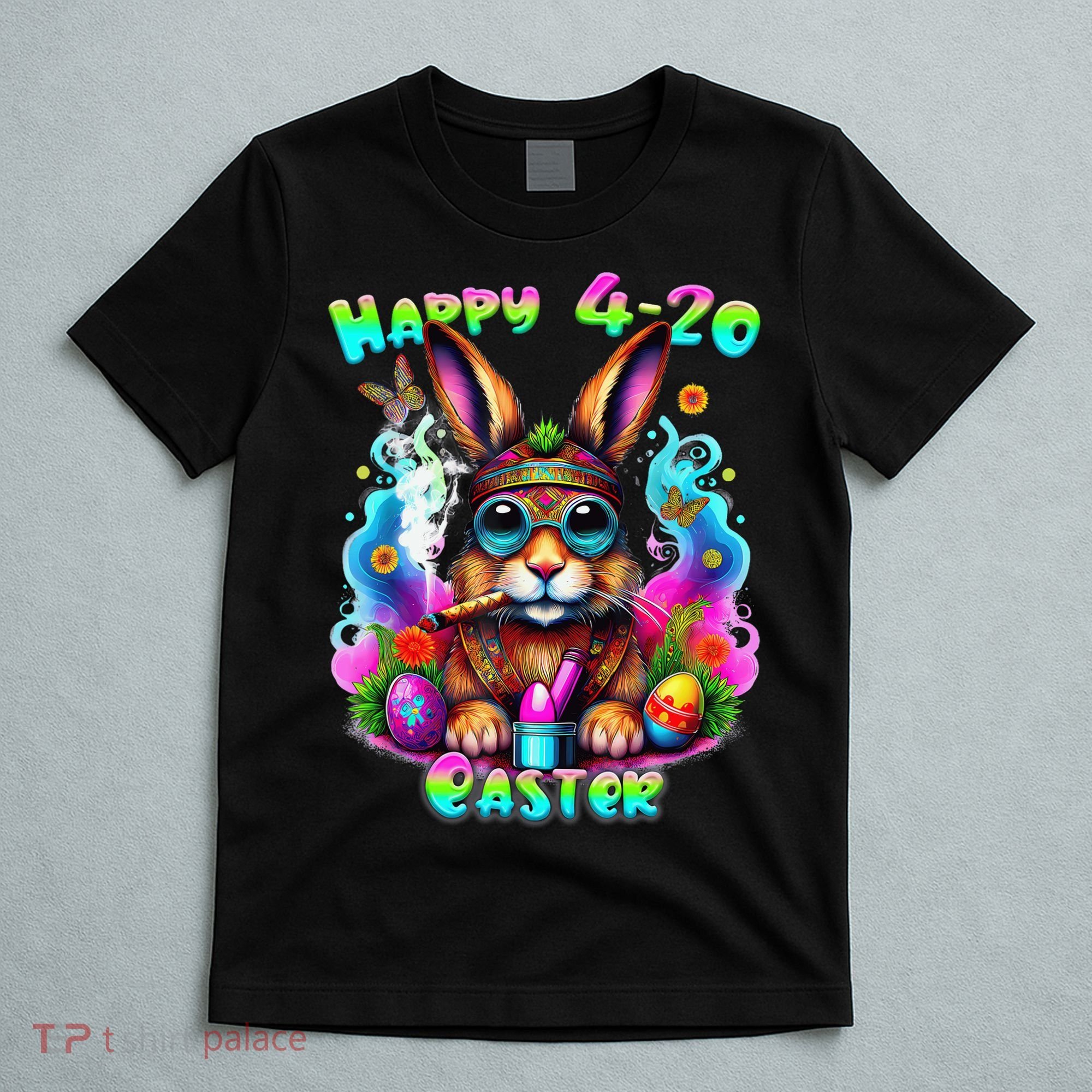 Happy 420 Easter Day Bunny Smoking Weed Marijuana Funny 420 T-Shirt