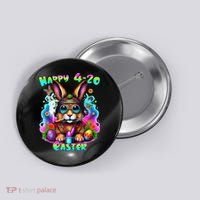 Happy 420 Easter Day Bunny Smoking Weed Marijuana Funny 420 Button thumb 0