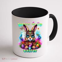 Happy 420 Easter Day Bunny Smoking Weed Marijuana Funny 420 Coffee Mug thumb 1