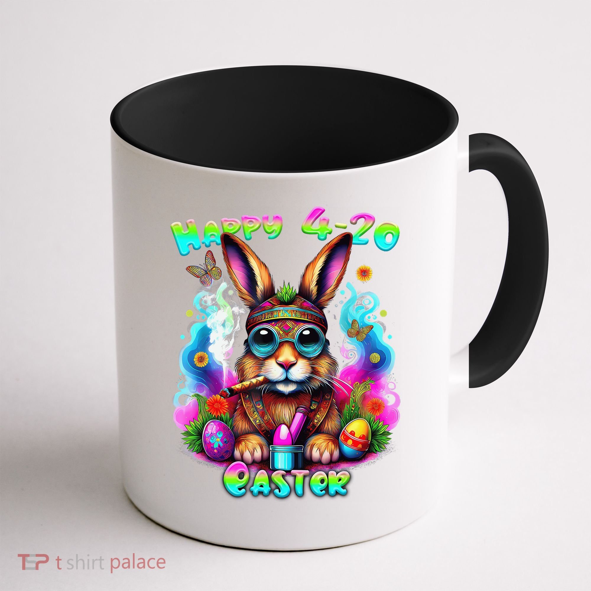 Happy 420 Easter Day Bunny Smoking Weed Marijuana Funny 420 Coffee Mug