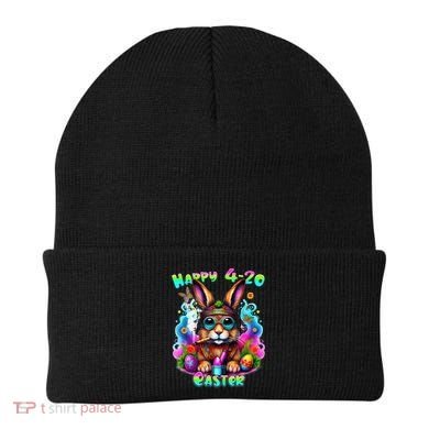 Happy 420 Easter Day Bunny Smoking Weed Marijuana Funny 420 Beanie