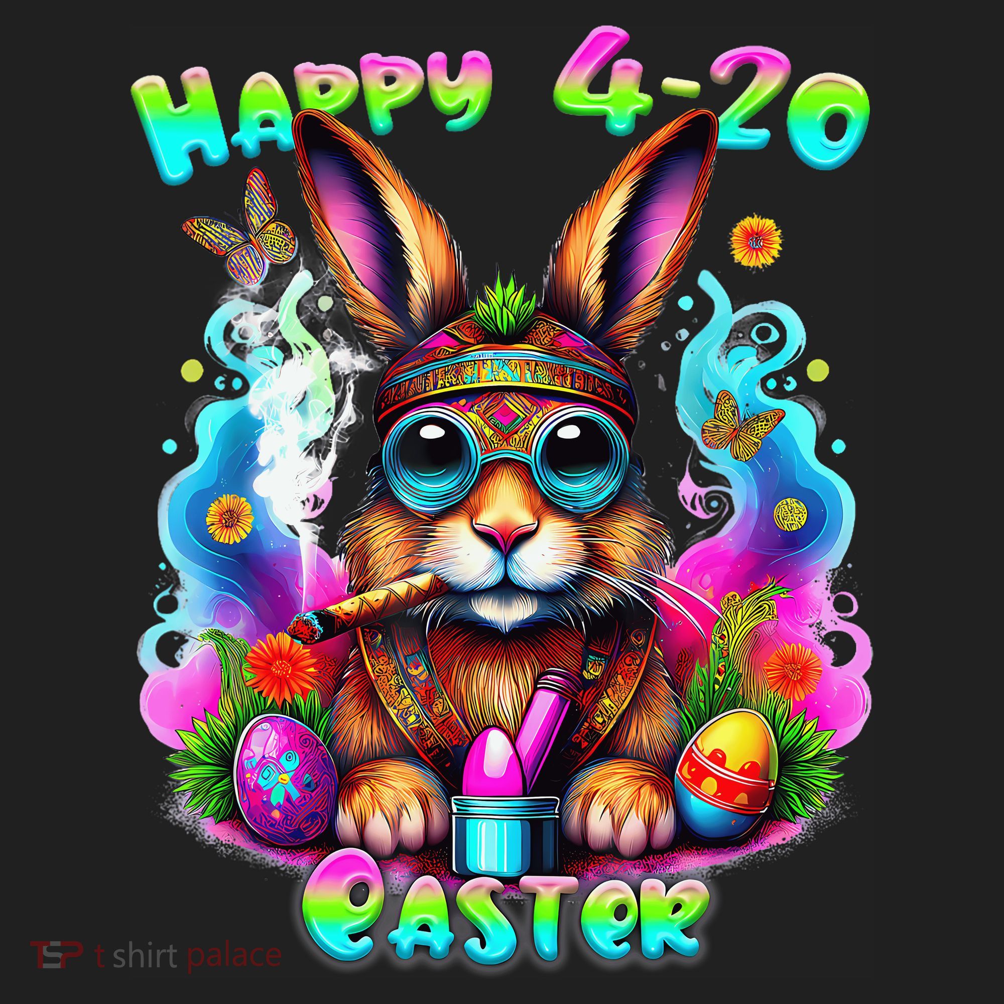 Happy 420 Easter Day Bunny Smoking Weed Marijuana Funny 420 Beanie