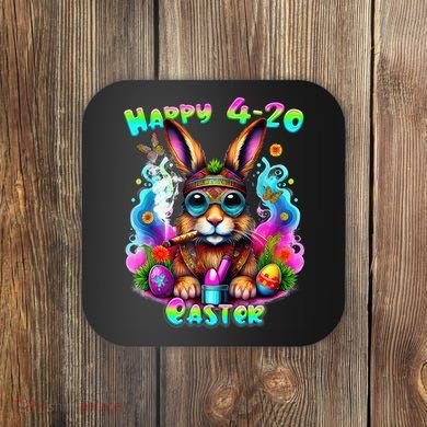 Happy 420 Easter Day Bunny Smoking Weed Marijuana Funny 420 Coaster