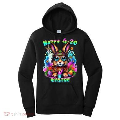 Happy 420 Easter Day Bunny Smoking Weed Marijuana Funny 420 Women's Hoodie
