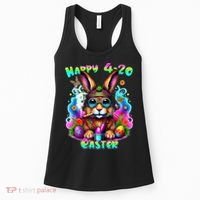 Happy 420 Easter Day Bunny Smoking Weed Marijuana Funny 420 Women's Tank Top thumb 0