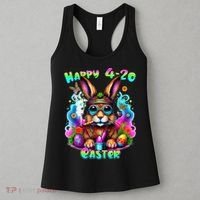 Happy 420 Easter Day Bunny Smoking Weed Marijuana Funny 420 Women's Tank Top thumb 3
