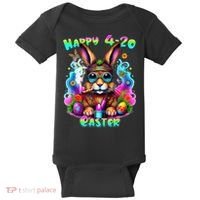 Happy 420 Easter Day Bunny Smoking Weed Marijuana Funny 420 Baby Bodysuit thumb 0