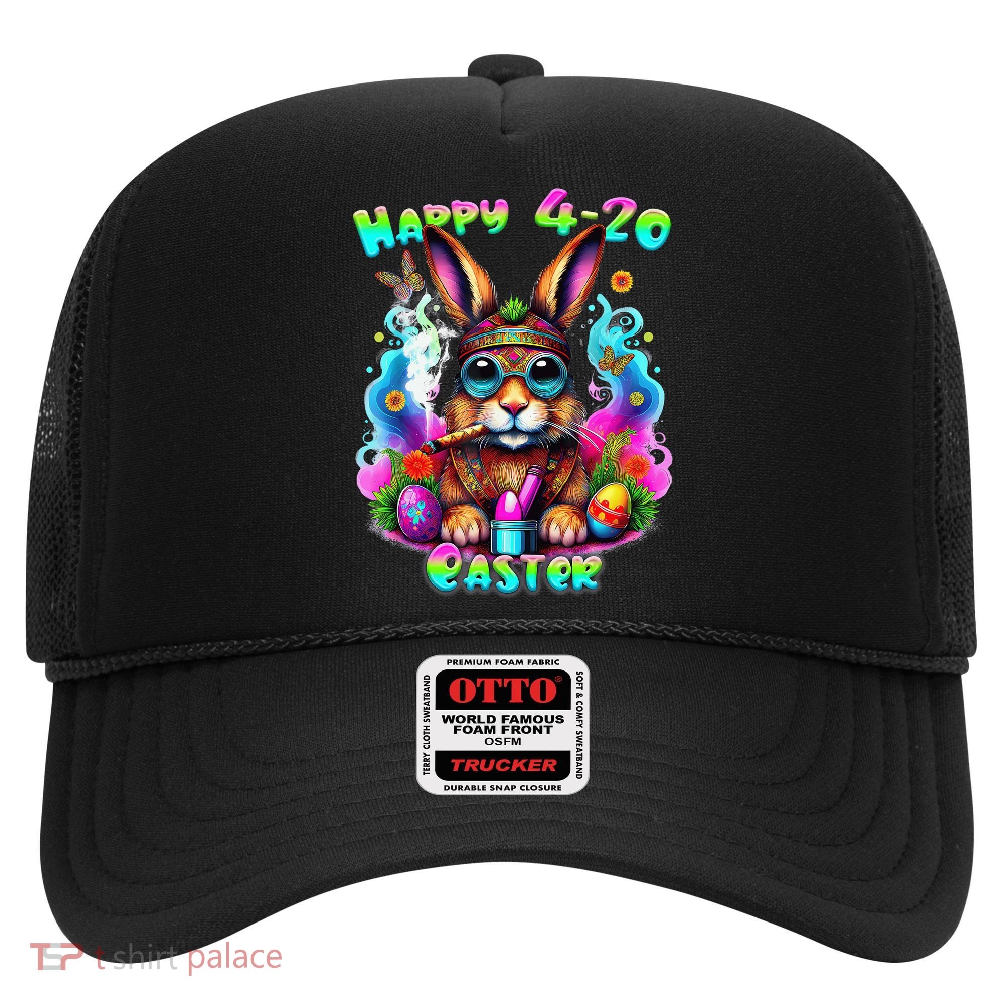 Happy 420 Easter Day Bunny Smoking Weed Marijuana Funny 420 Hat