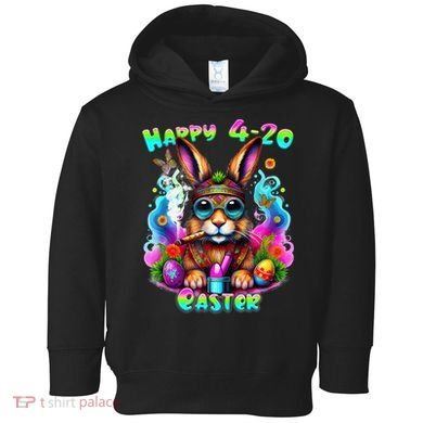 Happy 420 Easter Day Bunny Smoking Weed Marijuana Funny 420 Toddler Hoodie