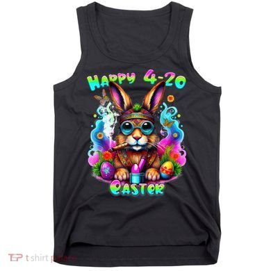 Happy 420 Easter Day Bunny Smoking Weed Marijuana Funny 420 Tank Top