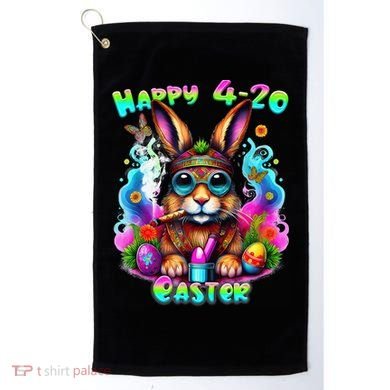 Happy 420 Easter Day Bunny Smoking Weed Marijuana Funny 420 Golf Towel