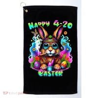 Happy 420 Easter Day Bunny Smoking Weed Marijuana Funny 420 Golf Towel thumb 0