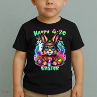 Happy 420 Easter Day Bunny Smoking Weed Marijuana Funny 420 Toddler T-Shirt thumb 2