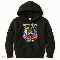 Happy 420 Easter Day Bunny Smoking Weed Marijuana Funny 420 Kids Hoodie thumb 0